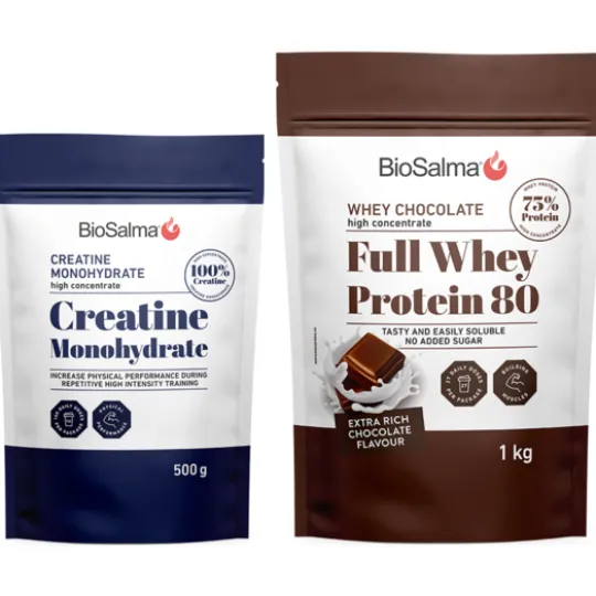 BioSalma Kreatin + Vassleprotein Styrkestack