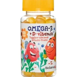 BioSalma Omega-3 + D-vitamin tuggisar barn 100 st