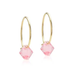 Blomdahl GT Ear Ring 14 mm, Bicone 6 mm Light Rose