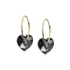 Blomdahl GT Ear Ring 14 mm, Heart 10 mm Black Diamond