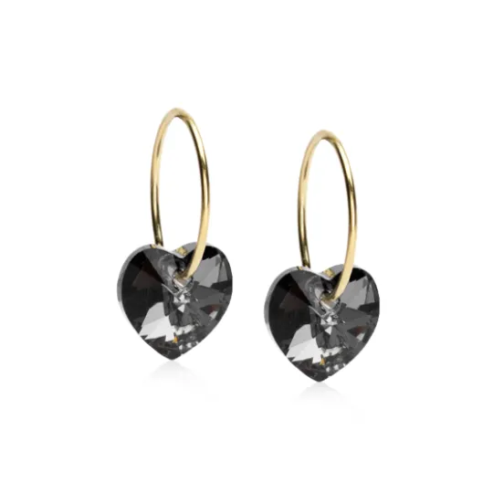 Blomdahl GT Ear Ring 14 mm, Heart 10 mm Black Diamond