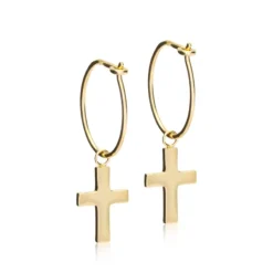 Blomdahl GT Ear Ring 14 mm, Pendant Cross 11 mm