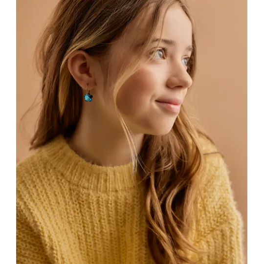 Blomdahl NT Ear Ring 14 mm, Flower 12 mm Turquoise