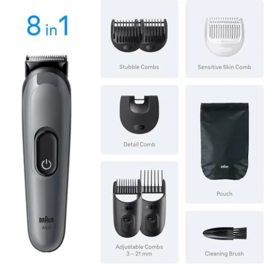 Braun All-in-One Series 3 8-in-1 Grooming Kit AIO3540 Grå