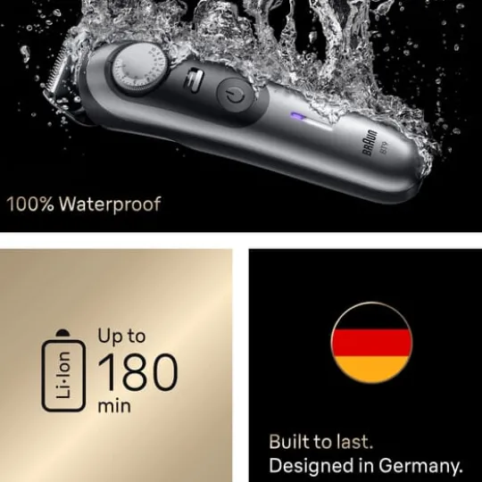 Braun Skäggtrimmer Series 9 +7 Barberarverktyg BT9520 Krom
