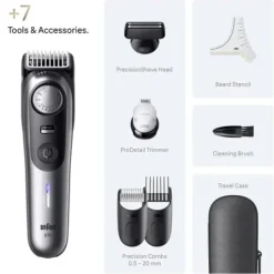 Braun Skäggtrimmer Series 9 +7 Barberarverktyg BT9520 Krom