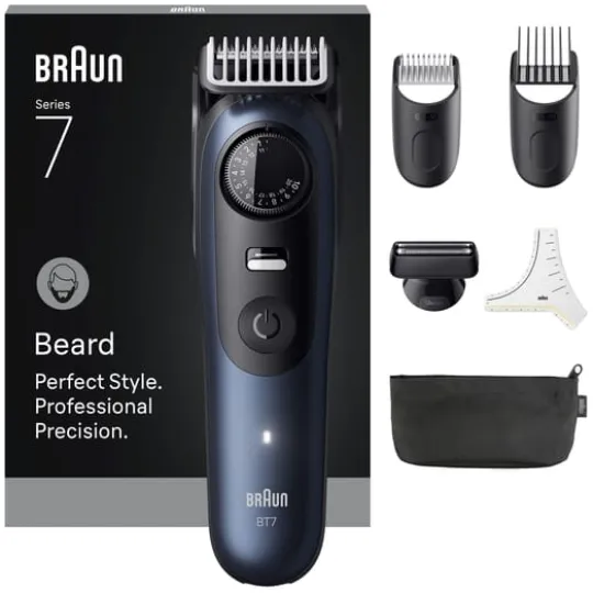 Braun Skäggtrimmer Series 7 +6 Barberverktyg BT7520 Blå