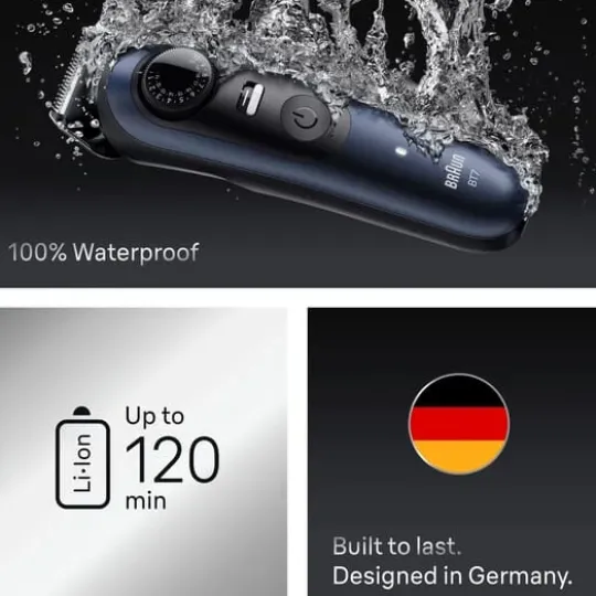 Braun Skäggtrimmer Series 7 +6 Barberverktyg BT7520 Blå