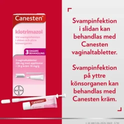 Canesten 3 Vaginaltabletter 200 mg + 20 g kräm 1%