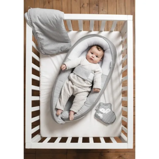 Doomoo Babybädd Randig Grå