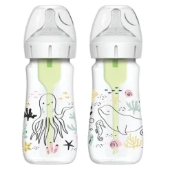 Dr Brown Wide-Neck Options+ Flaskor Ocean 270 ml 2-Pack
