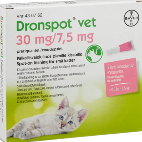 Dronspot Vet 30 mg/7,5 mg Spot-On för Små Katter 2 x 0,35 ml