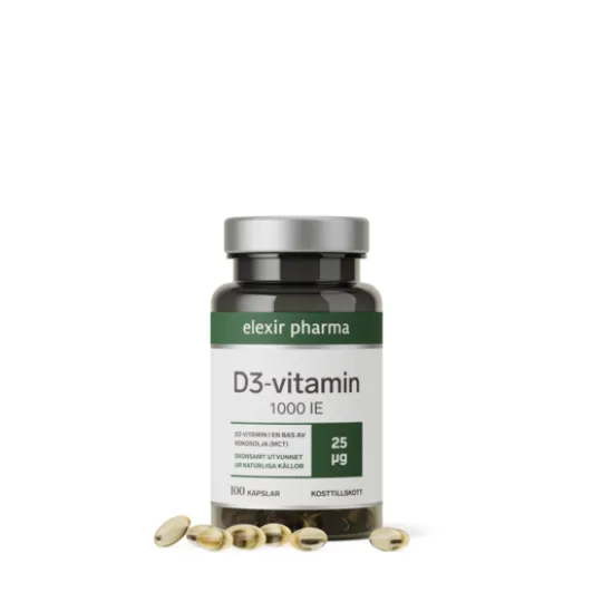 Elexir Pharma D3-vitamin 1000IE 100 kapslar