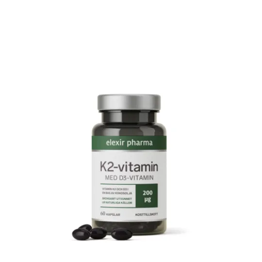 Elexir Pharma K2-vitamin D3-vitamin 60 kapslar