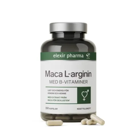 Elexir Pharma Maca med L-arginin 180 kapslar