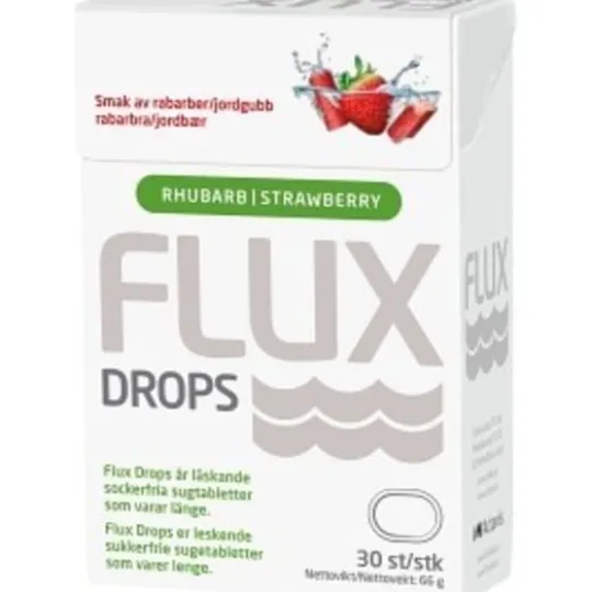 Flux Drops Rabarber & Jordgubb 30 st