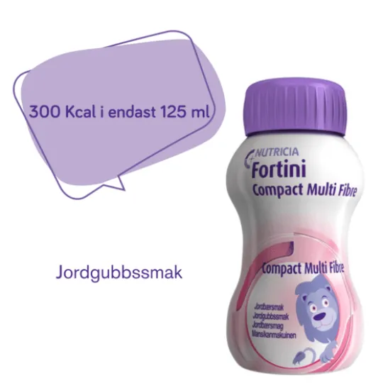 Fortini Compact MultiFibre, komplett barnkosttillägg, jordgubb 4 x 125 ml