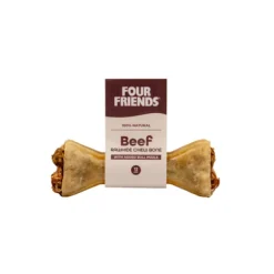 FourFriends Beef Rawhide Chew Bone with Bull Pizzle 12 cm