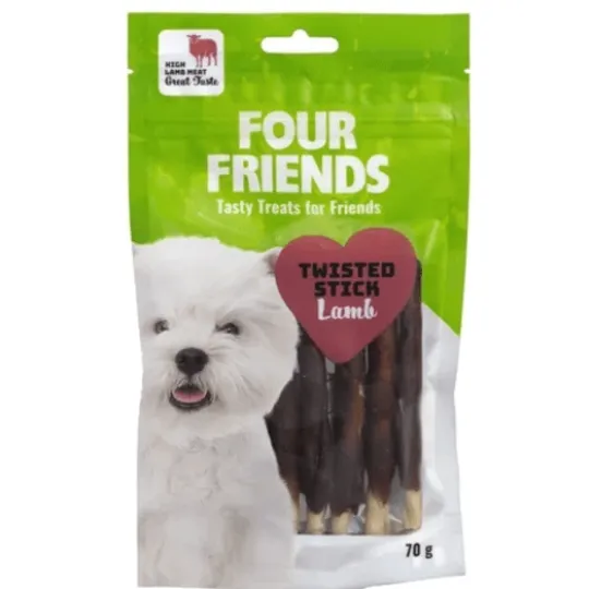 FourFriends Dog Twisted Stick Lamb 12,5 cm 7 st