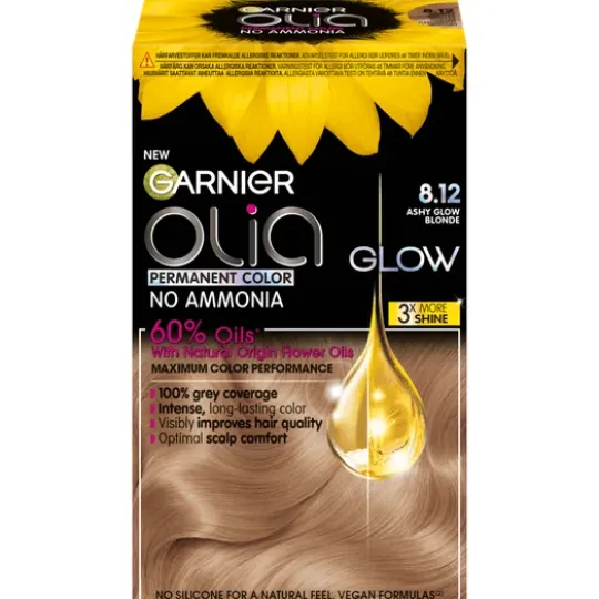 Garnier Olia Permanent Hårfärg 8.12 Ashy Glow Blonde