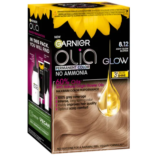 Garnier Olia Permanent Hårfärg 8.12 Ashy Glow Blonde