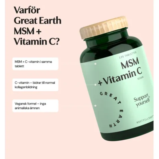 Great Earth MSM 1000 mg + Vitamin C 120 tabletter