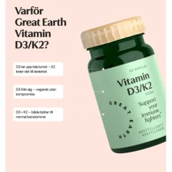 Great Earth Vitamin D3/K2 60 kapslar
