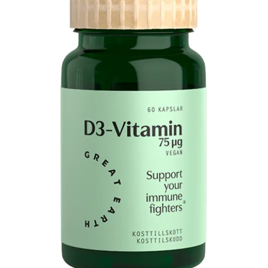 Great Earth Vitamin D3 Vegan 3000 I.E 60 kapslar