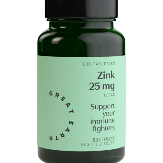 Great Earth Zink 25 mg 100 tabletter