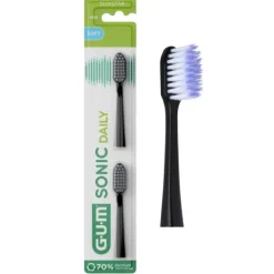 GUM Sonic Daily Batteritandborste Refill Soft Svart 2 st