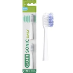 GUM Sonic Daily Batteritandborste Refill Soft Vit 2 st