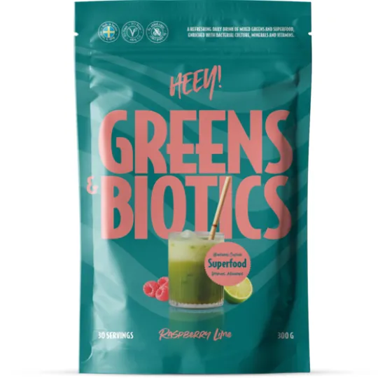 Heey! Greens & Biotics Superfood Hallon Lime 300 g