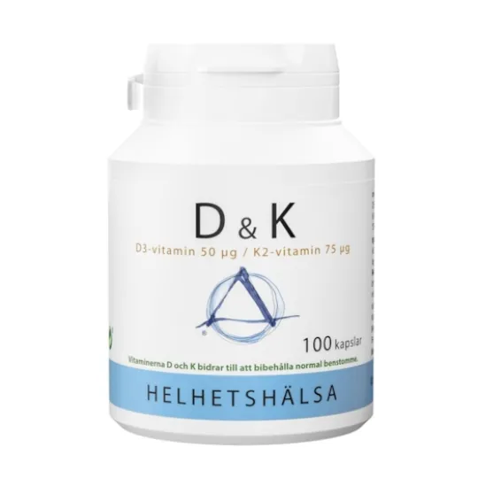 Helhetshälsa D & K-vitamin (D3 50/K2 75) 100 kapslar