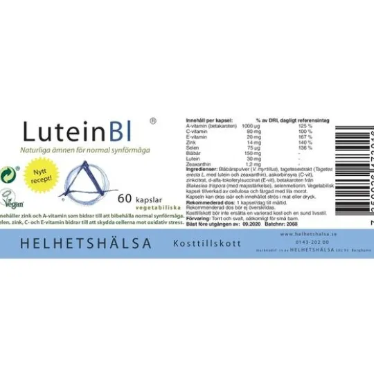 Helhetshälsa LuteinBlå Ögonhälsa 60 kapslar