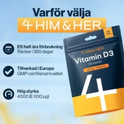 4HIM&HER Vitamin D3 100 µg/4000IU 365 tabletter