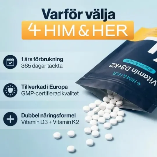 4HIM&HER Vitamin D3 + K2 365 tabletter
