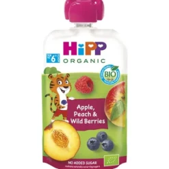 Hipp Klämmis Blåbär, Hallon, Äpple & Persika 6m 100 g