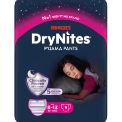 Huggies DryNites Pyjama Pants Girl 8-13 år 30-48 kg 9 st