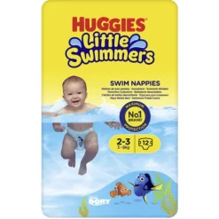 Huggies Little Swimmers Badblöjor S 2-3 år 3-8 kg 12 st