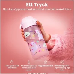 ION8 Vattenflaska För Barn Rosa Enhörningar 350 ml