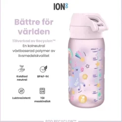 ION8 Vattenflaska För Barn Rosa Enhörningar 350 ml