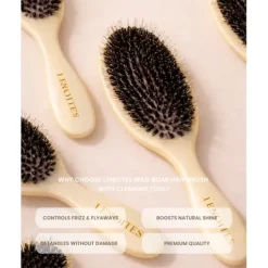 Lenoites Wild Boar Hair Brush with Cleaning Tool Limited Edition Butter Yellow