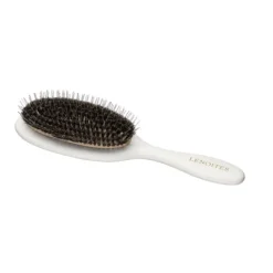 Lenoites Wild Boar Hair Brush with Cleaning Tool White
