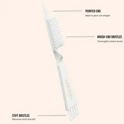 Lenoites Wild Boar Hair Brush with Cleaning Tool White
