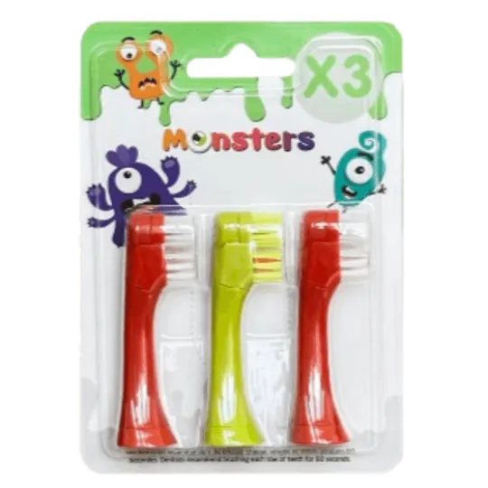 Les Babygators Monsters Refill Borsthuvuden 3-pack