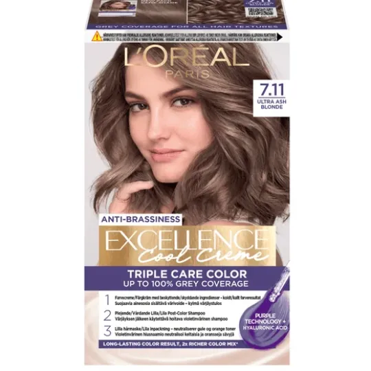 L'Oréal Paris Excellence Cool Creme Permanent Hårfärg 7.11 Ultra Ash Blonde