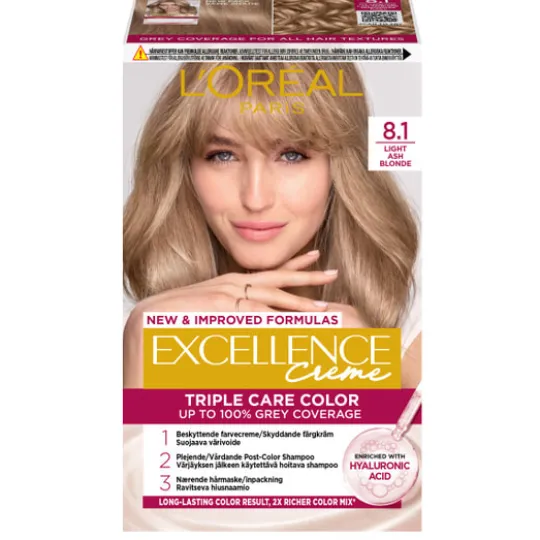 L'Oréal Paris Excellence Creme Permanent Hårfärg 8.1 Light Ash Blonde