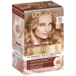 L'Oréal Paris Excellence Universal Nudes Permanent Hårfärg 8U Universal Light Blonde