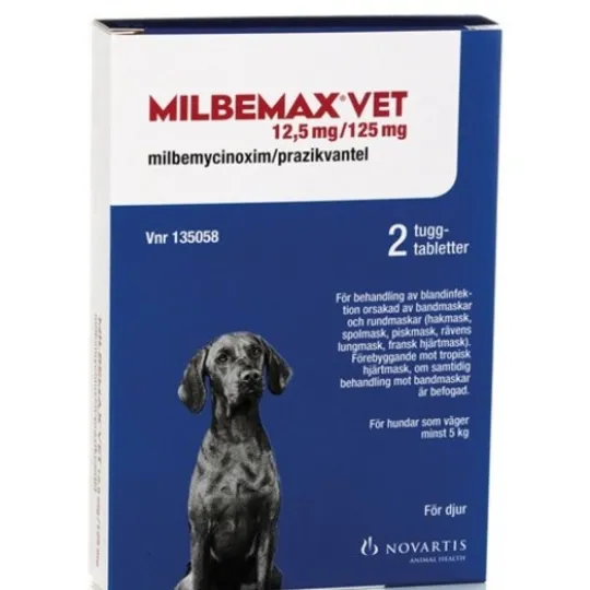 Milbemax vet., tuggtablett 12,5 mg/125 mg 2 st