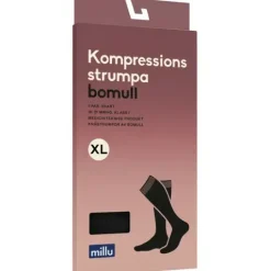 Millu Kompressionsstrumpa Bomull Klass 1 Svart XL